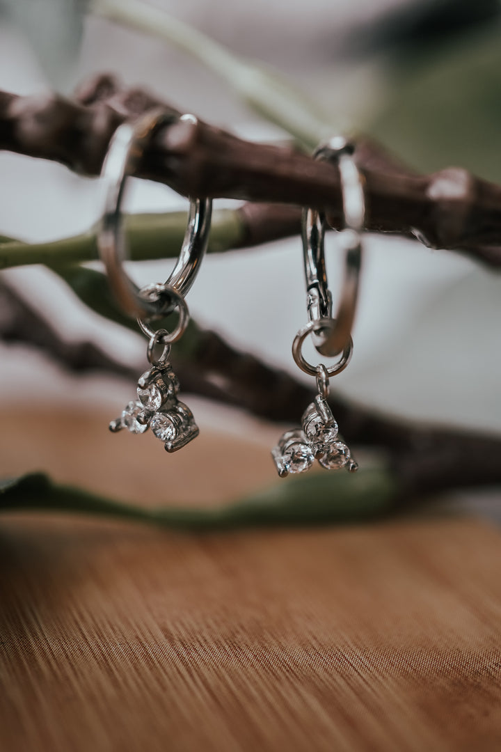 Charms for earrings trio zircons Silver